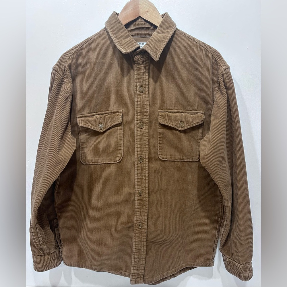 Uniqlo Men’s Brown Cotton‎ Corduroy Work Long Sleeve  Shirt Size M